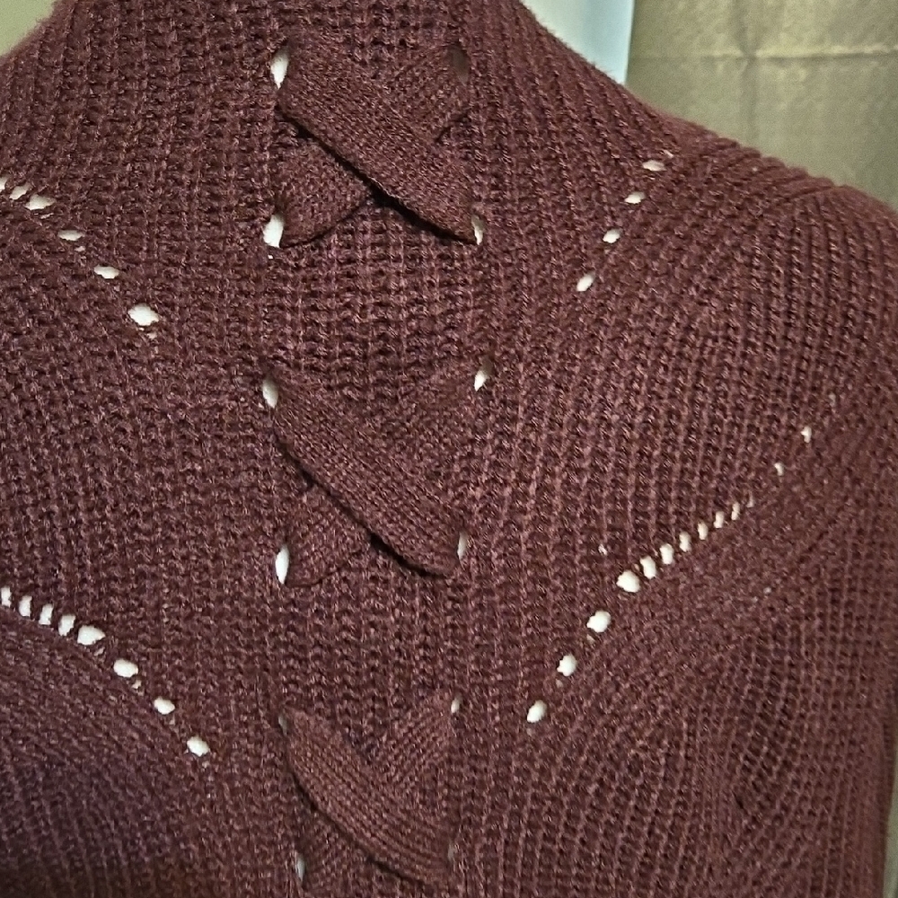 Fashion Nova Burgundy Cardigan - Picture 4 of 4